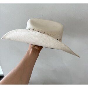 MHT Master Hatters of Texas Western Cowboy Hat 6 3/4 54 White Ivory Formed Men’s